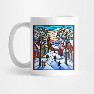 Stained Glass Christmas Village Mug